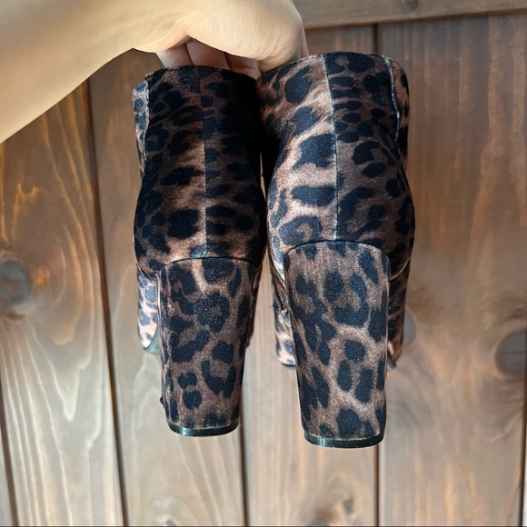 Velvet Cheetah Print Block Heel Ankle Booties - Picture 4 of 5
